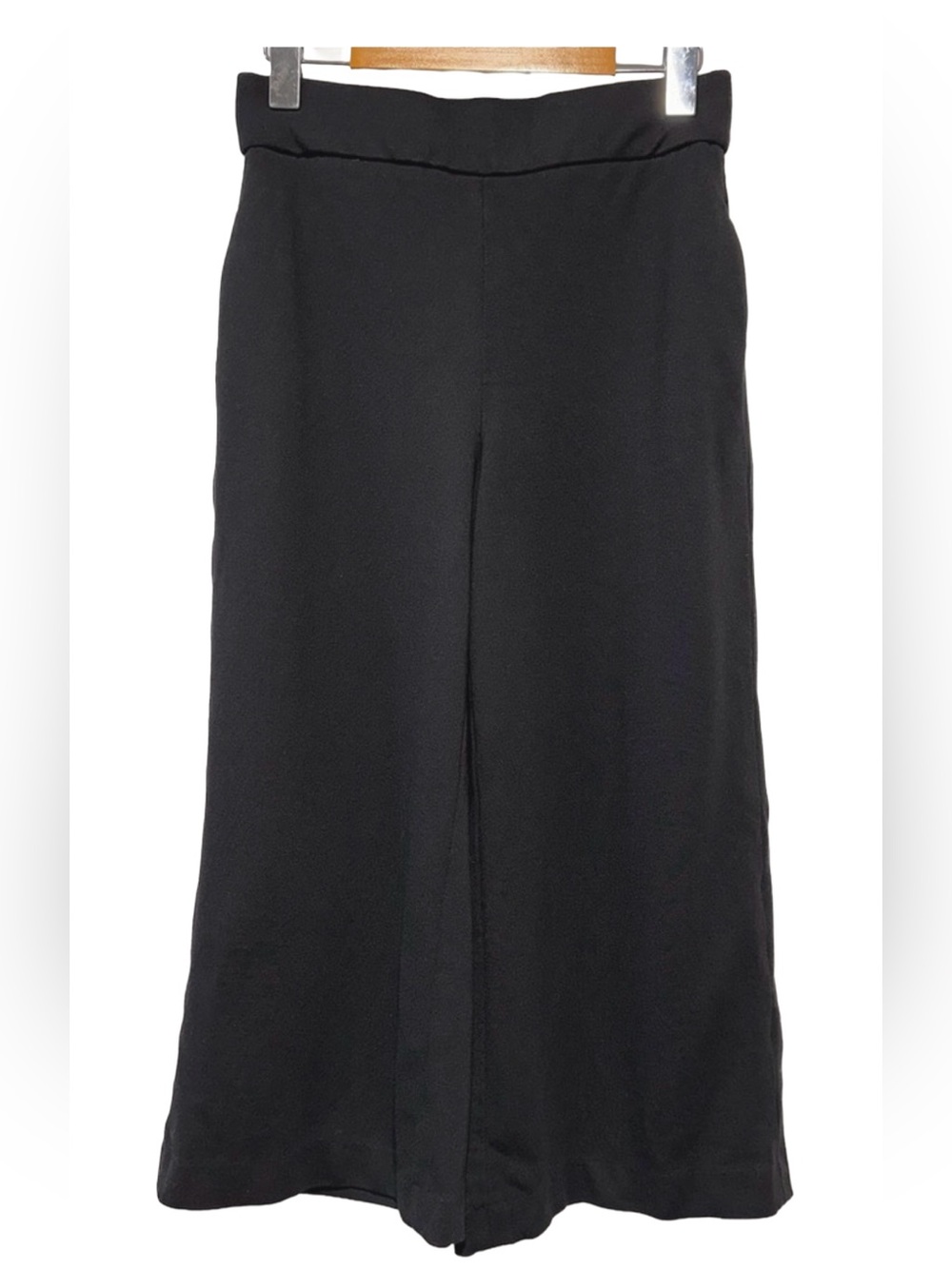 CAMBER & GRACE Black Wide Leg Cropped Pants Pull On Stretch XS